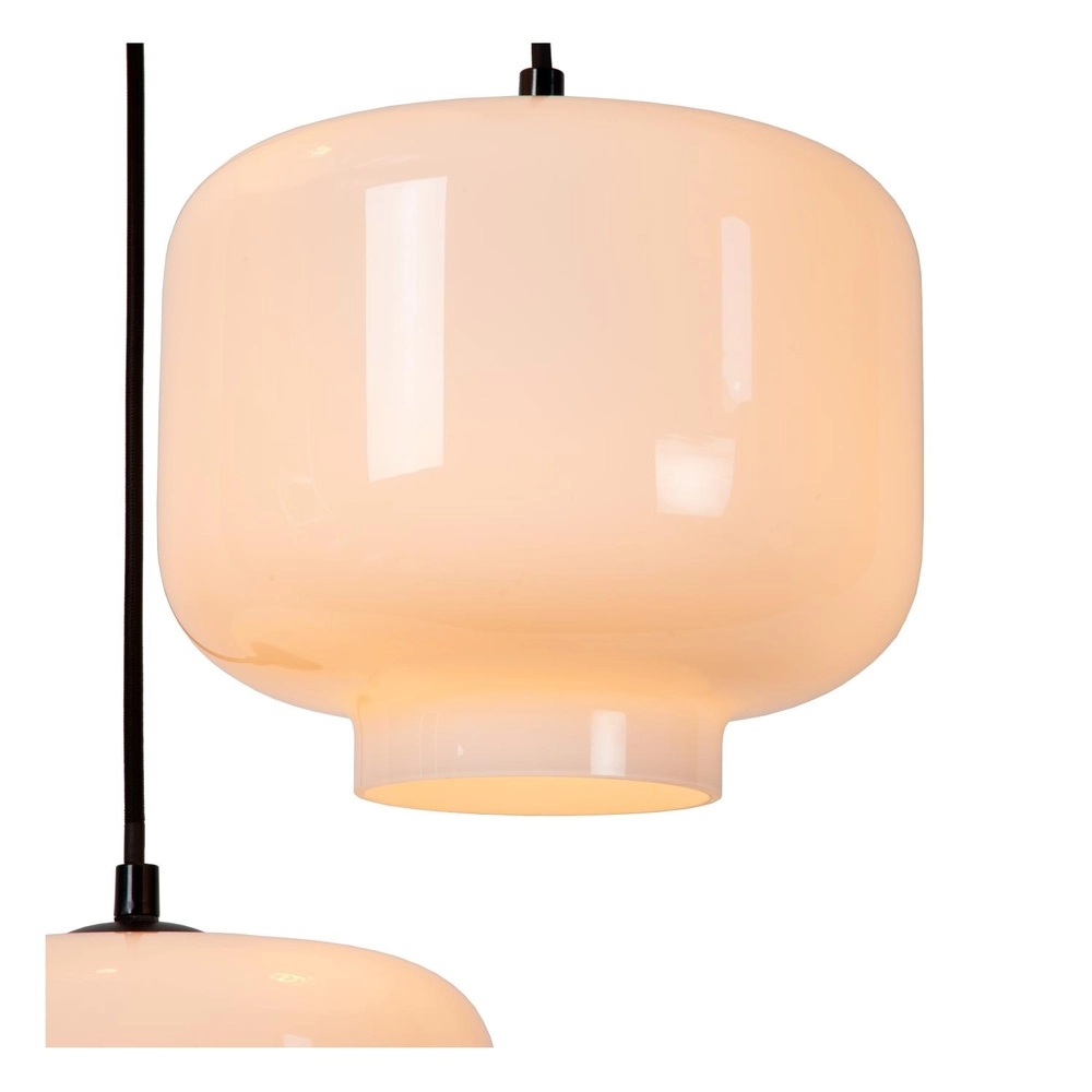 Round pendant lamp Medine 3-light black with opal Lucide 5411212460981