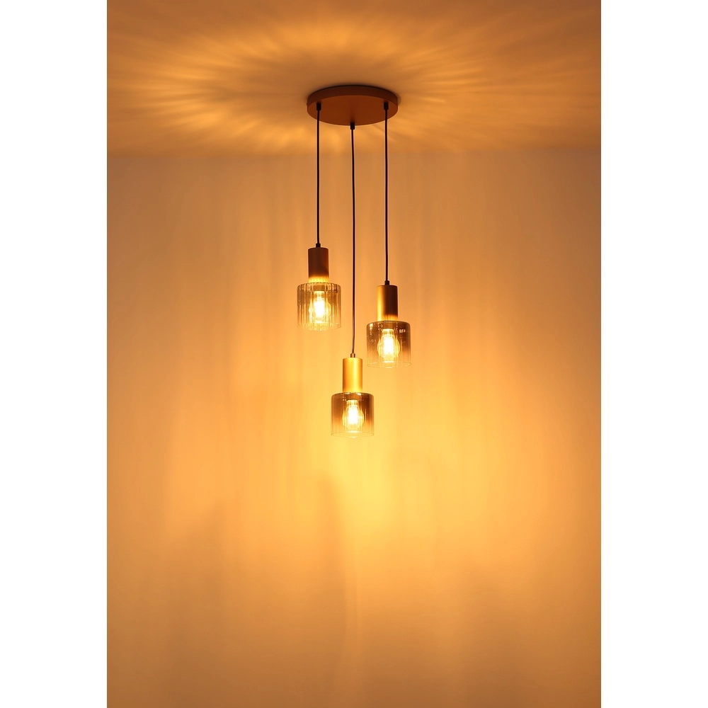 Pendant lamp Walton 3-light coffee brown Globo 9007371583188