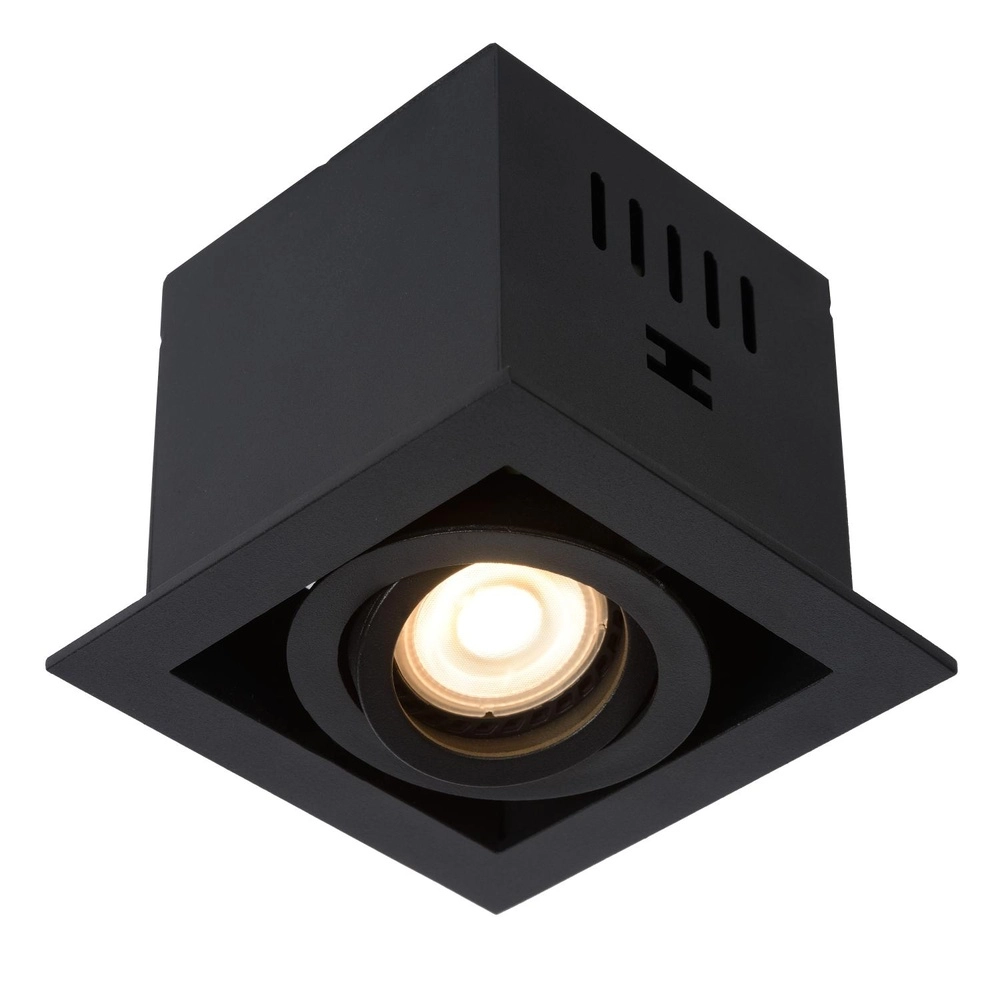 Square recessed spotlight Chimney Single Black Lucide 5411212092250