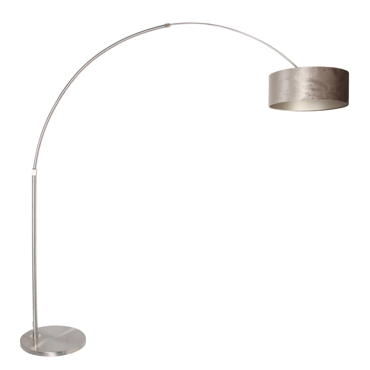 Arc lamp Sparkled Stainless steel with velvet taupe hood