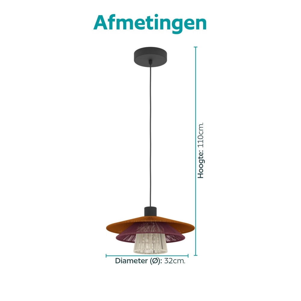 Wire pendant lamp Pignona Ø 32cm coloured Eglo 9008606391172