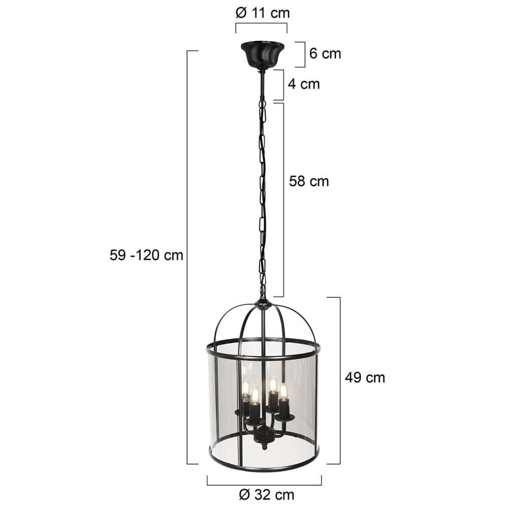 Classic pendant lamp Pimpernel black 4-lights Steinhauer 8712746174205