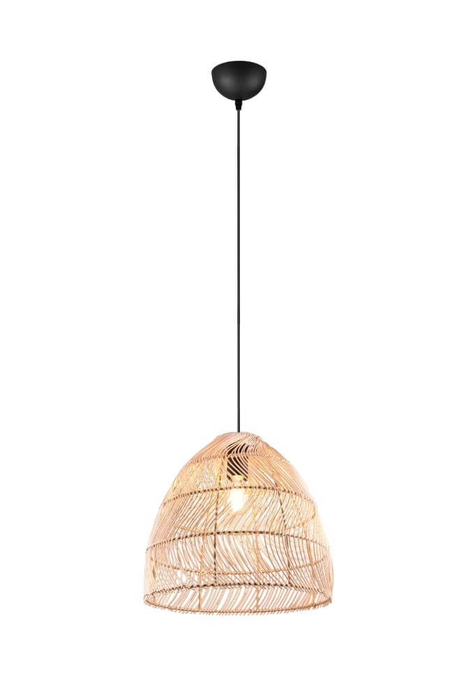 Hanging lamp Rike black with rattan wickerwork Trio 4017807539295