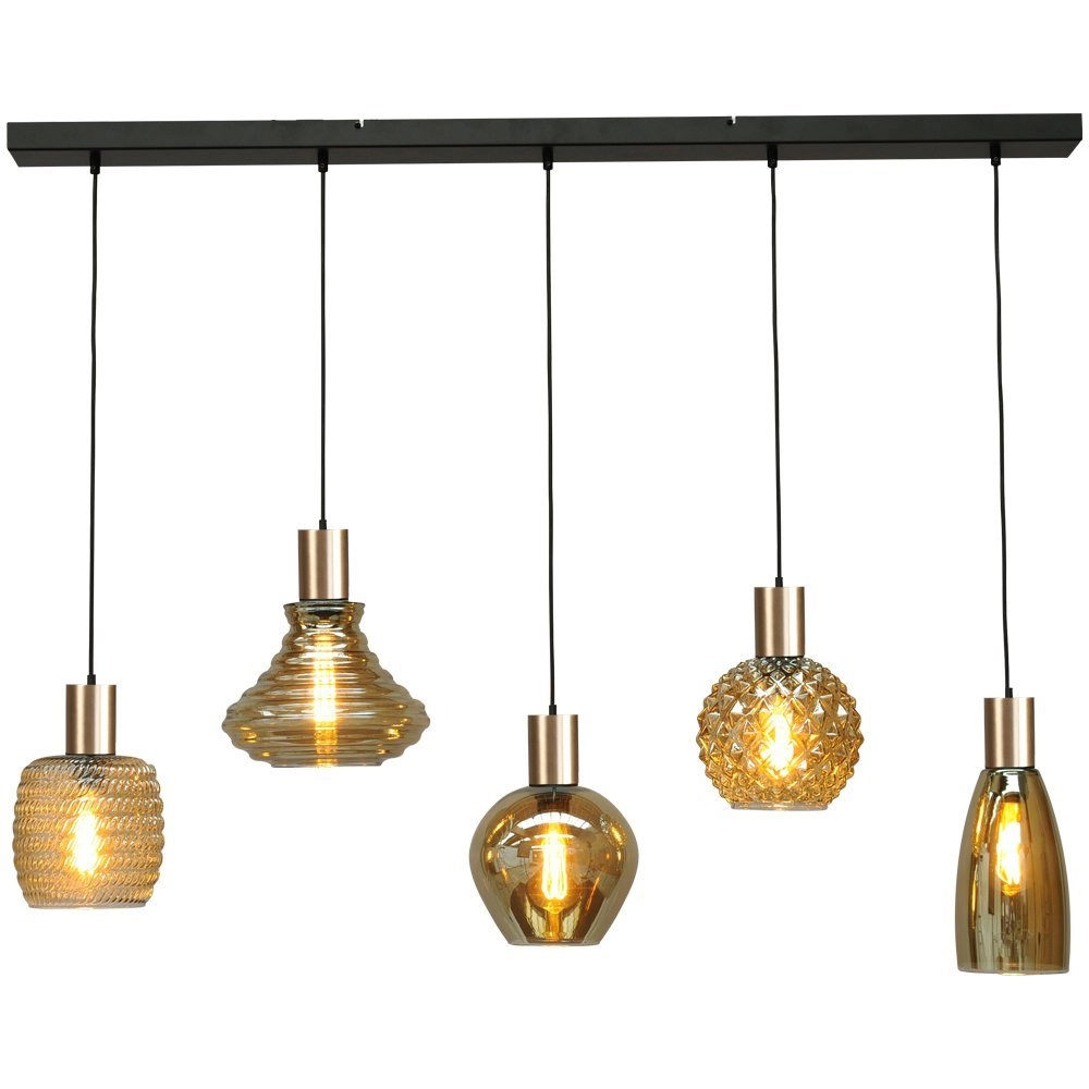 Hanging lamp black with gold Bounty Curiosa 5-light