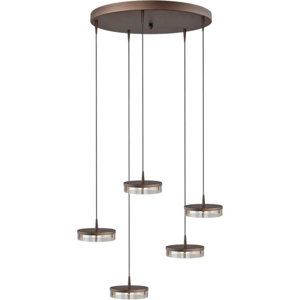 5-light pendant lamp Imperia Ø 50cm cocoa brown