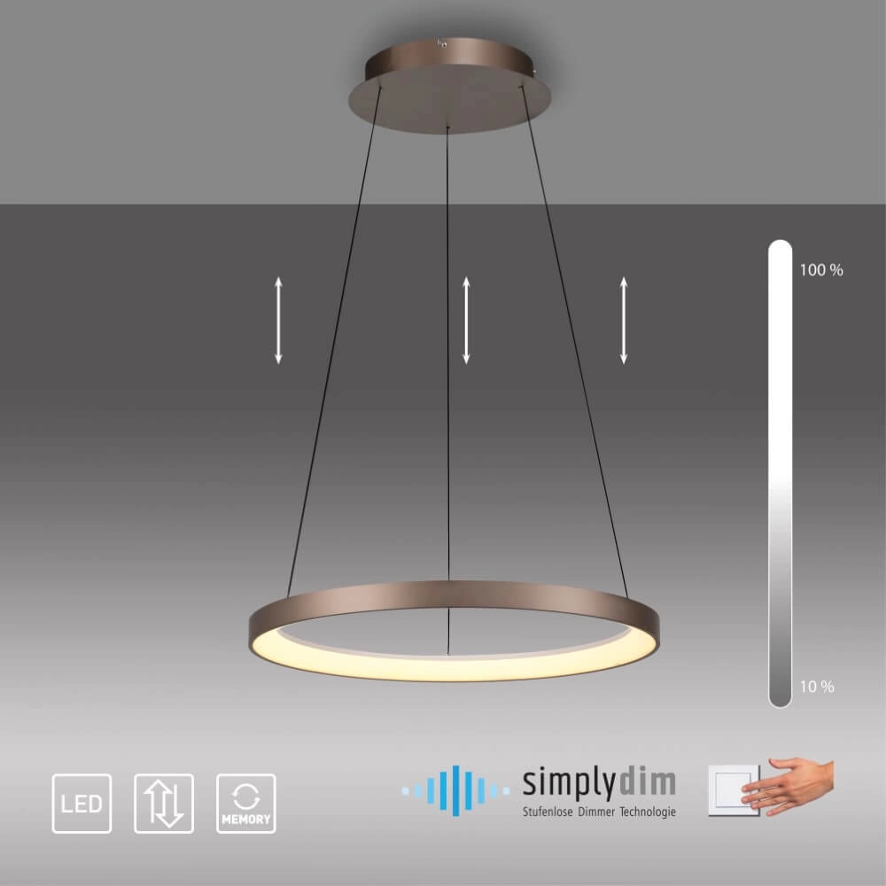 Round pendant lamp Hoop brown Paul Neuhaus 4012248384701