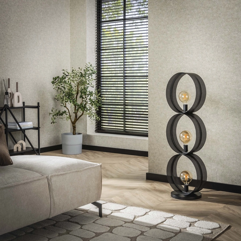 Country floor lamp Ring charcoal - 3x E27 Lyora 8716803510968