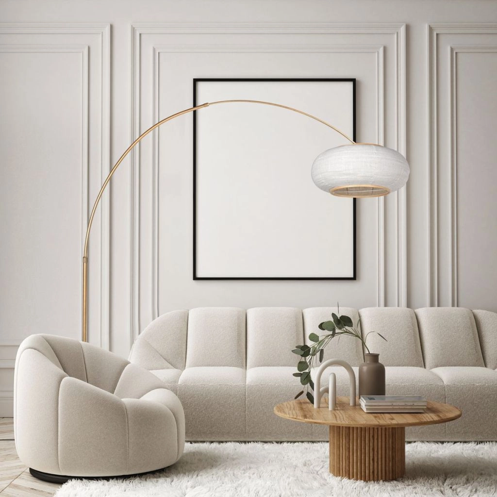 Bronze arc lamp Silva Alba with white shade Ø60cm Steinhauer 8712746185676