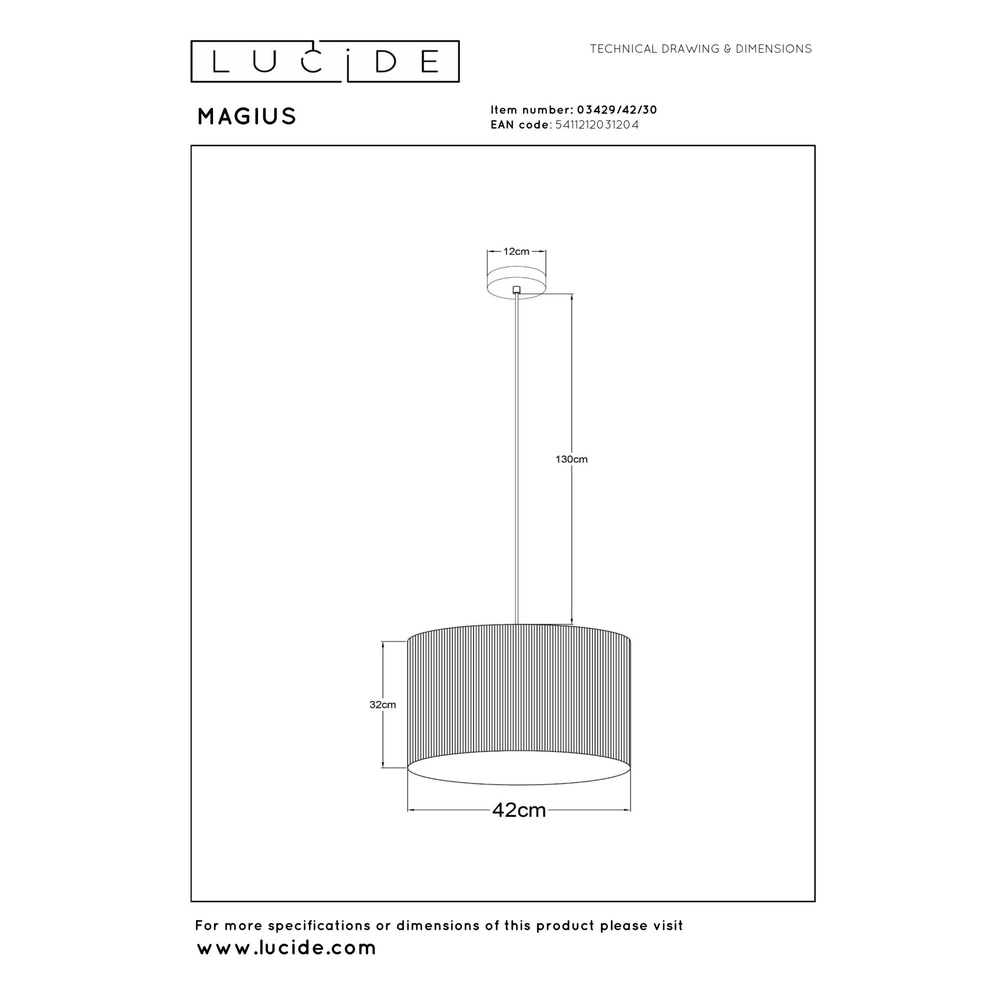 Pendant lamp Magius Ø 42cm rattan Lucide 5411212031204
