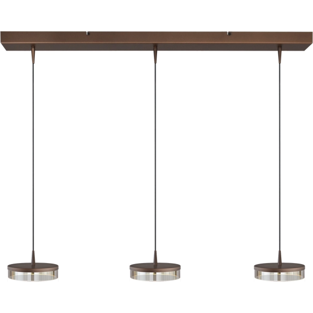 3-light pendant lamp Imperia 100cm cocoa brown