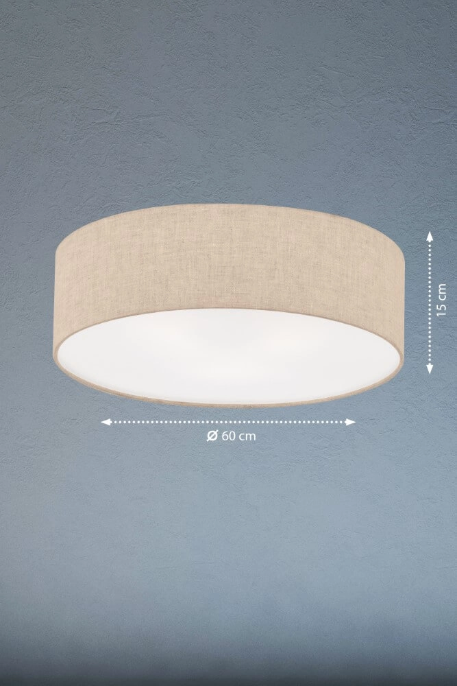 Ø 60cm ceiling lamp Thor with sand-colored linen Fischer & Honsel 4003694209137