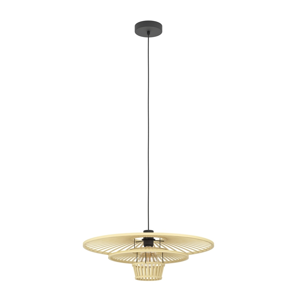 Wooden pendant lamp Lydney Ø 57cm