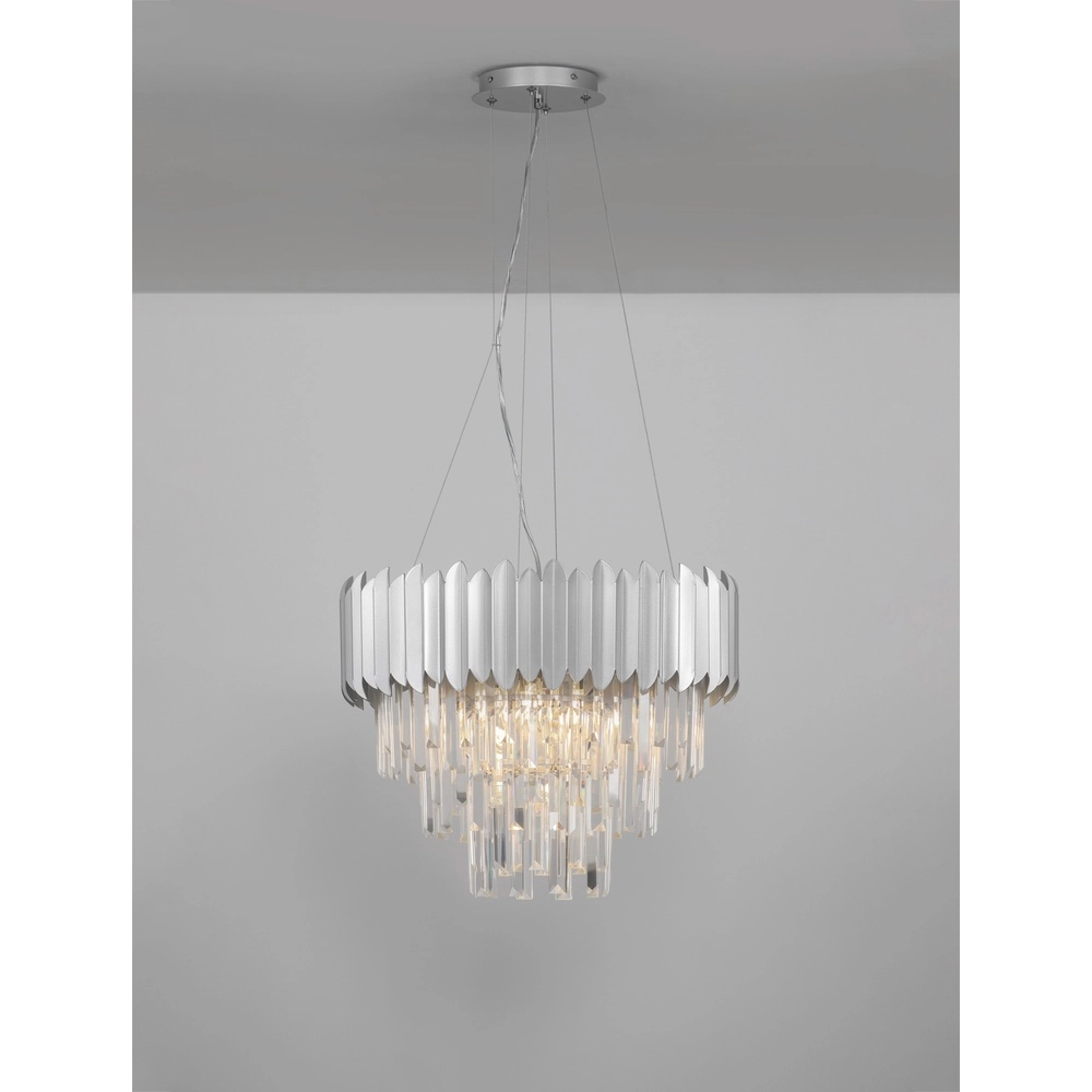 Pendant lamp Magnolia chrome and crystal Ø 50cm