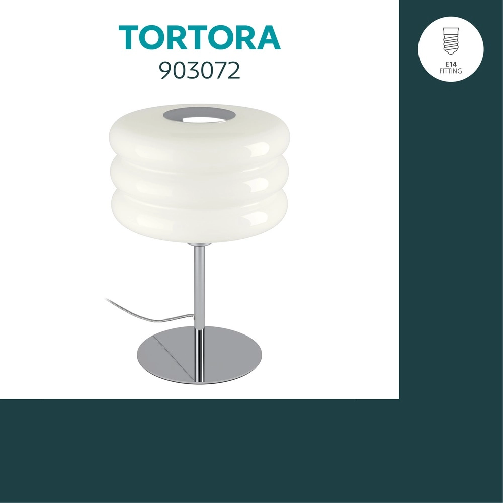 Design table lamp Tortora chrome with white Ø 20cm