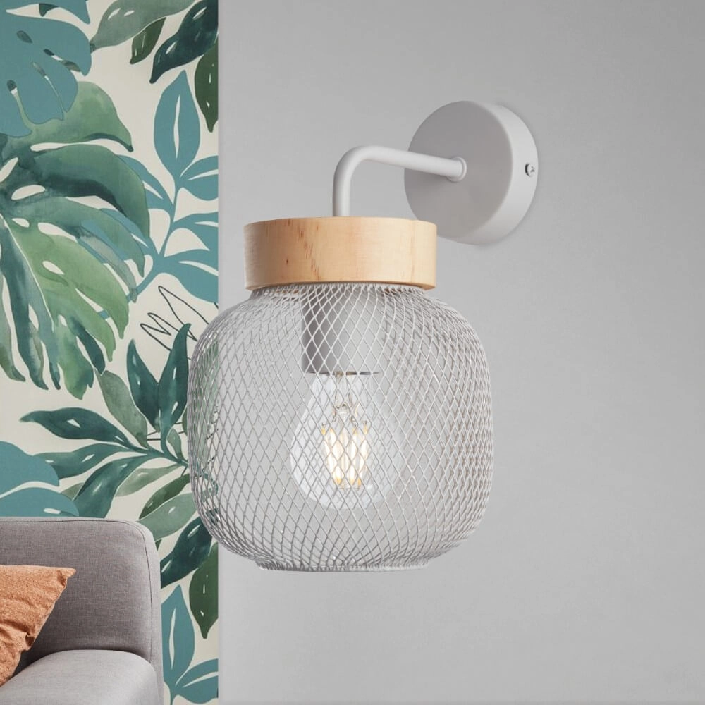Wall lamp Giada Grey with wood Brilliant 4004353354137