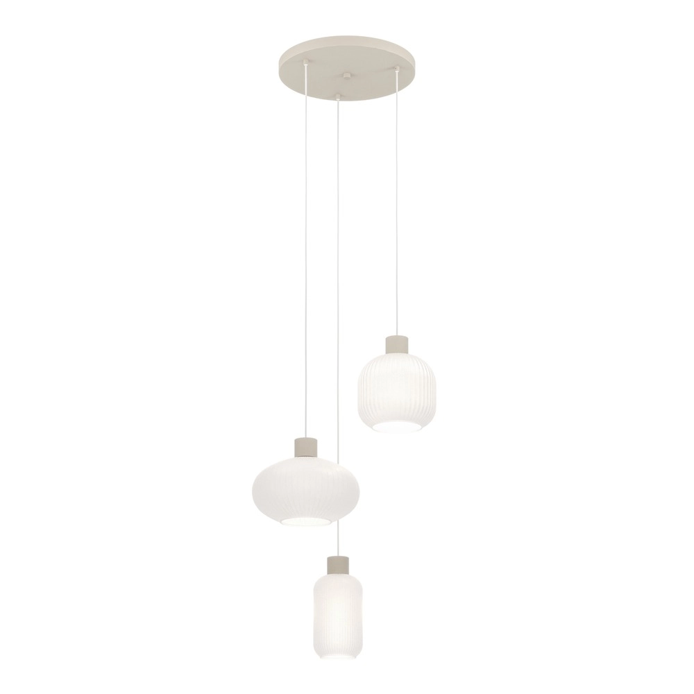 Design pendant lamp Dasmina sand brown with white 3-lights