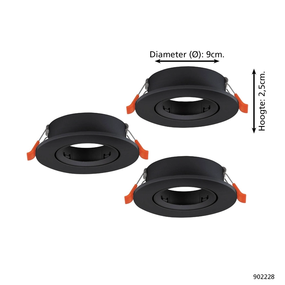 Set of 3 recessed spotlights Barranco black Ø 9cm Eglo 9008606359103