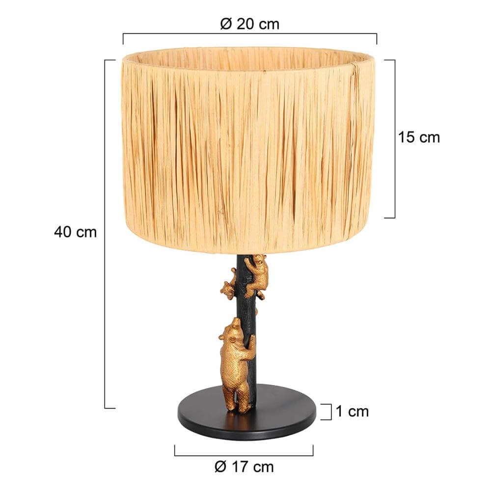 Table lamp Animaux Bears black with straw hood Steinhauer 8712746172133