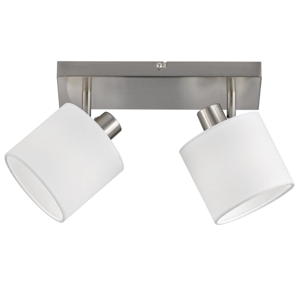 Ceiling spot Tommy 2-light stainless steel with white
