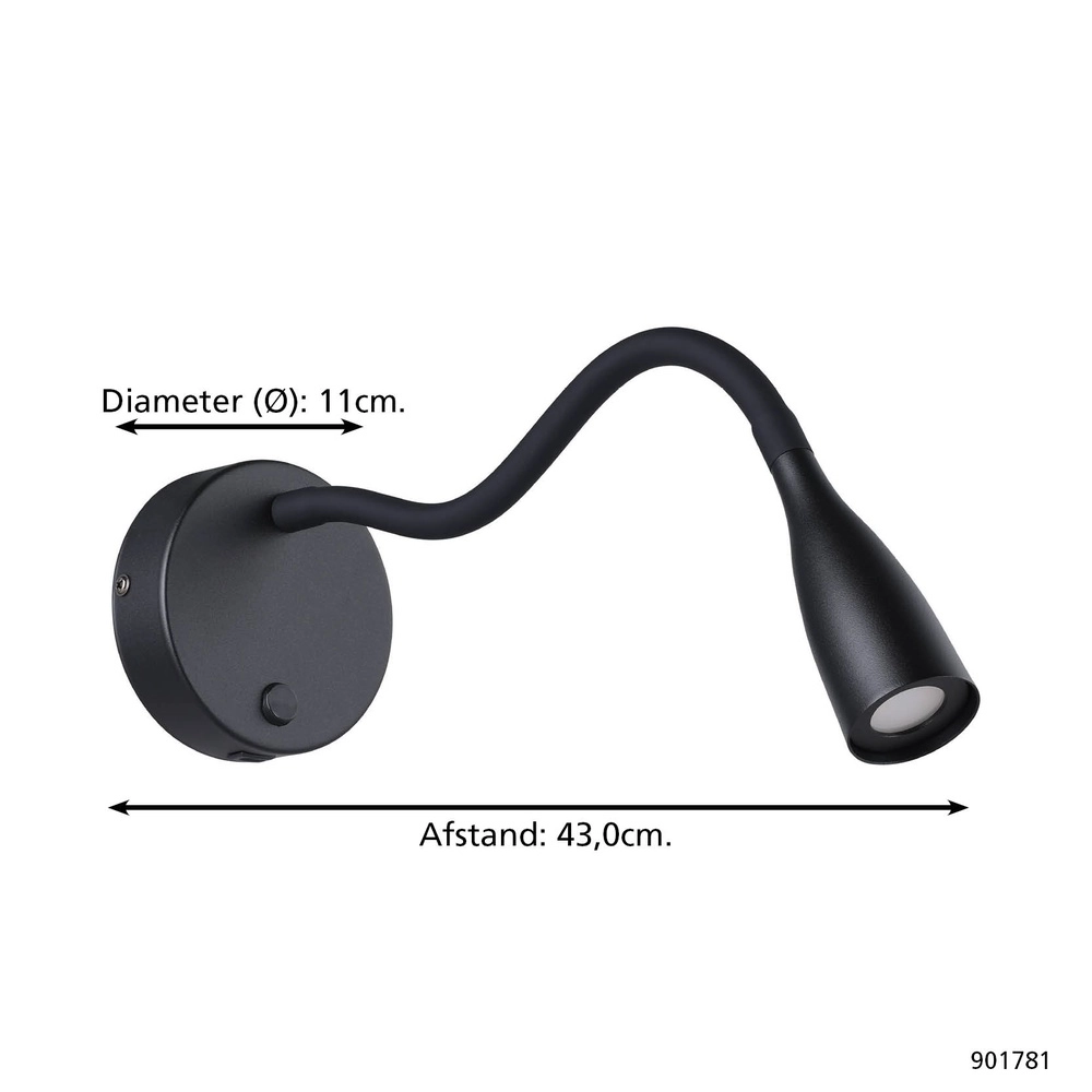 Bedside lamp Olivandino 1 Flexible Black Eglo 9008606347780