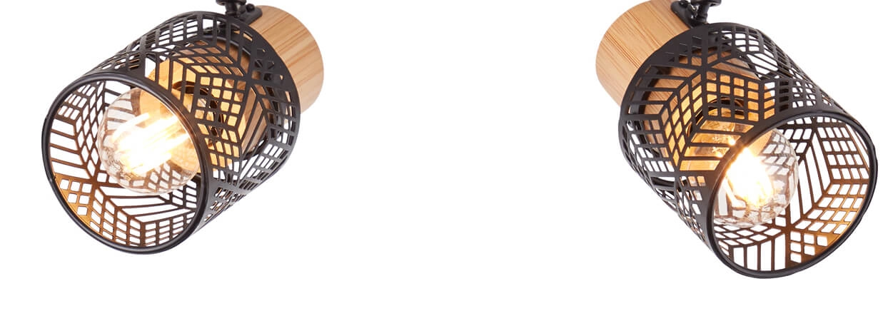 Spots Santy 4-light black with wood Brilliant 4004353391057