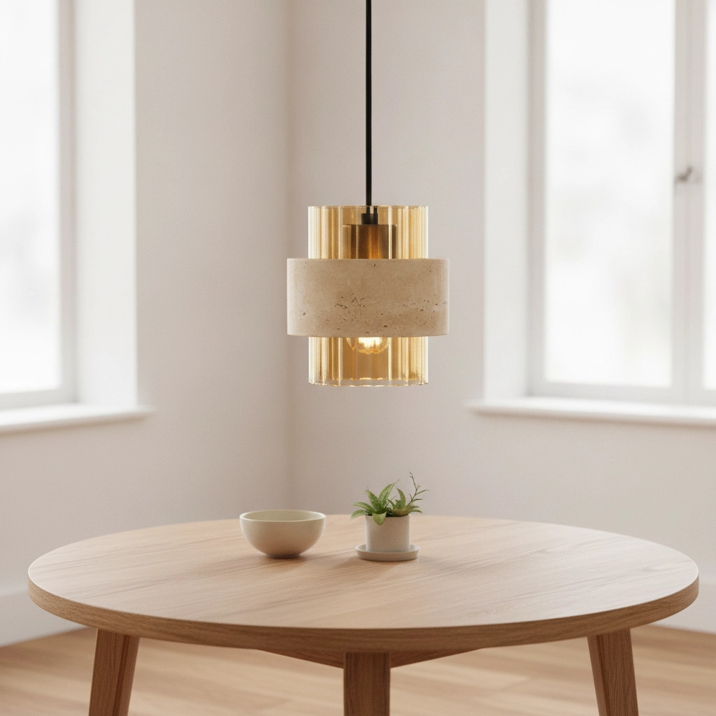 Modern pendant lamp Melony amber glass with sand brown