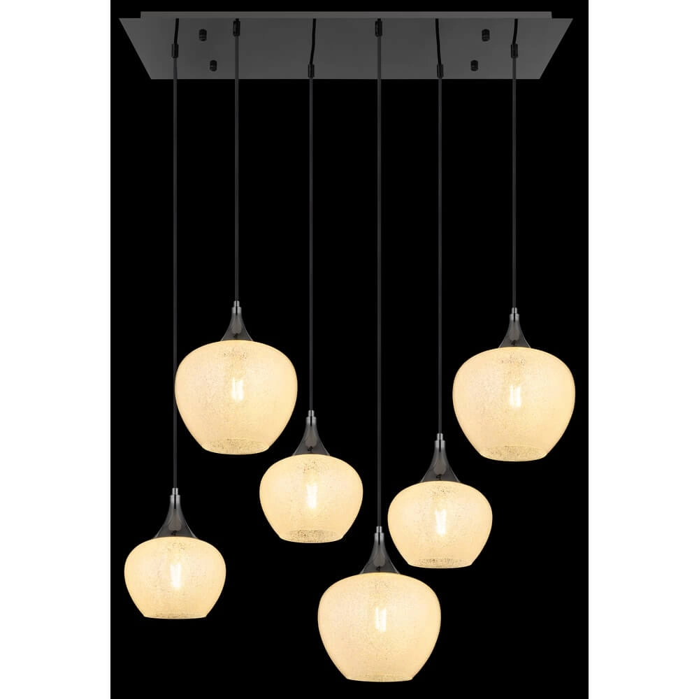 Anthracite pendant lamp Maxy with white glass 6-lights Globo 9007371453184