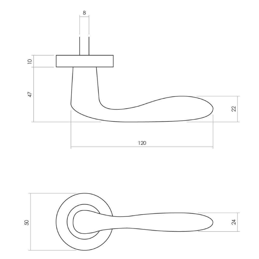 Classic door handle Banaan brass unlacquered Intersteel 8714186485668