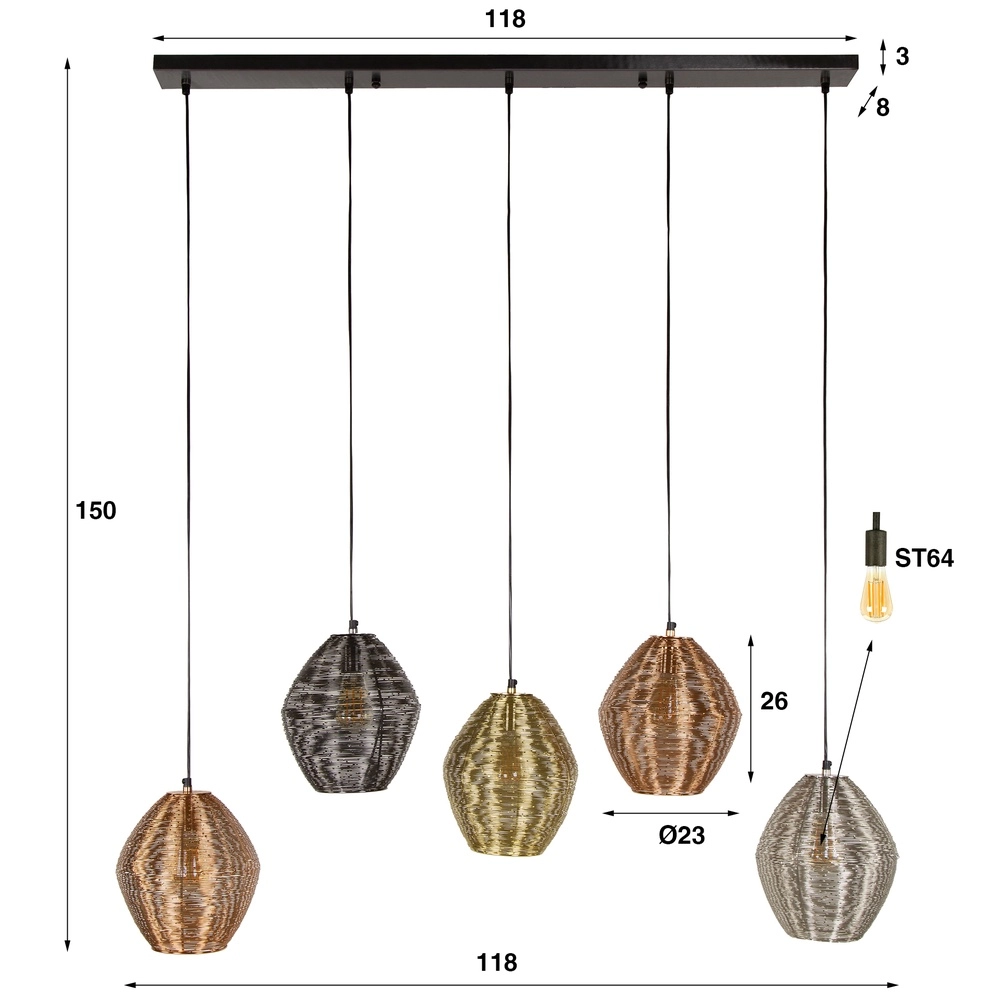 Metal pendant lamp Web 5-light Lyora 8716803511415