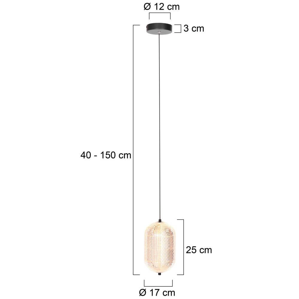Pendant lamp Geripu black with amber glass Steinhauer 8712746173772