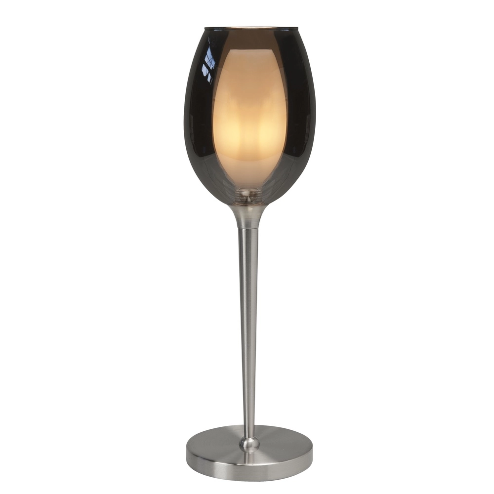 Table lamp Belle nickel with smoke glass