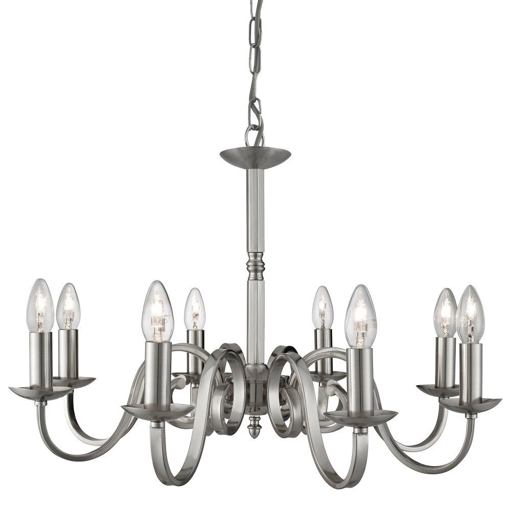 Country chandelier Richmond 8-light 65cm matte silver