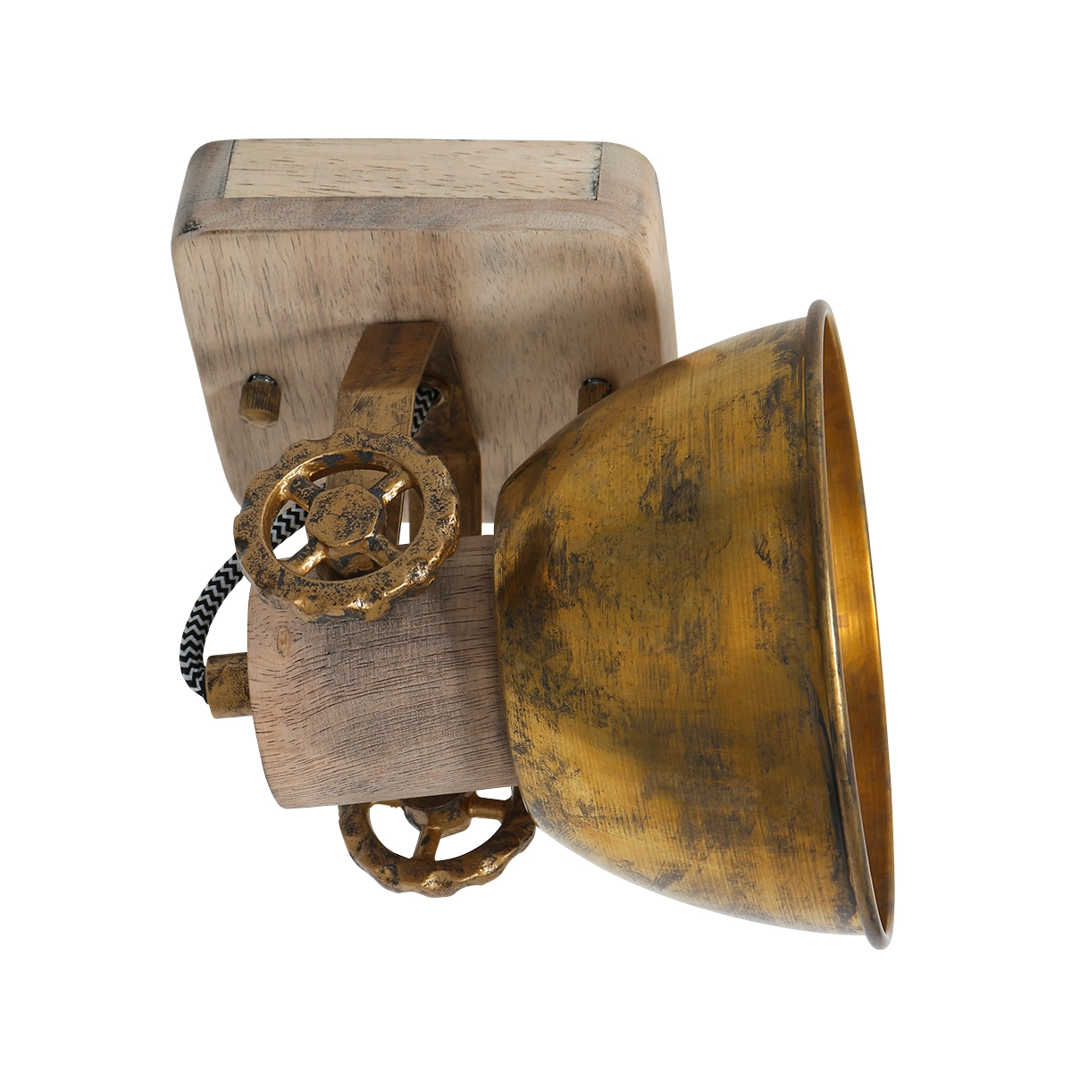 Industrial ceiling lamp Gearwood Bronze with wood