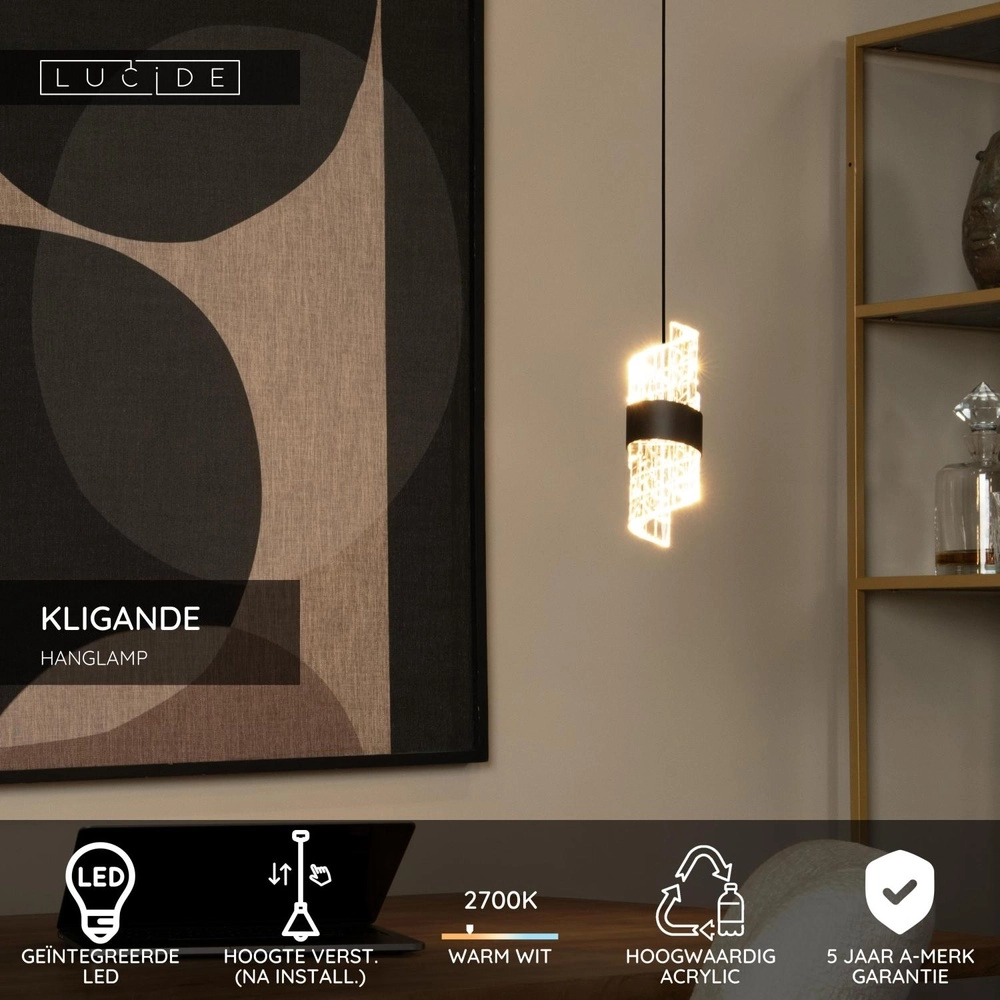 Design pendant lamp Kligande black Ø 13cm Lucide 5411212134592
