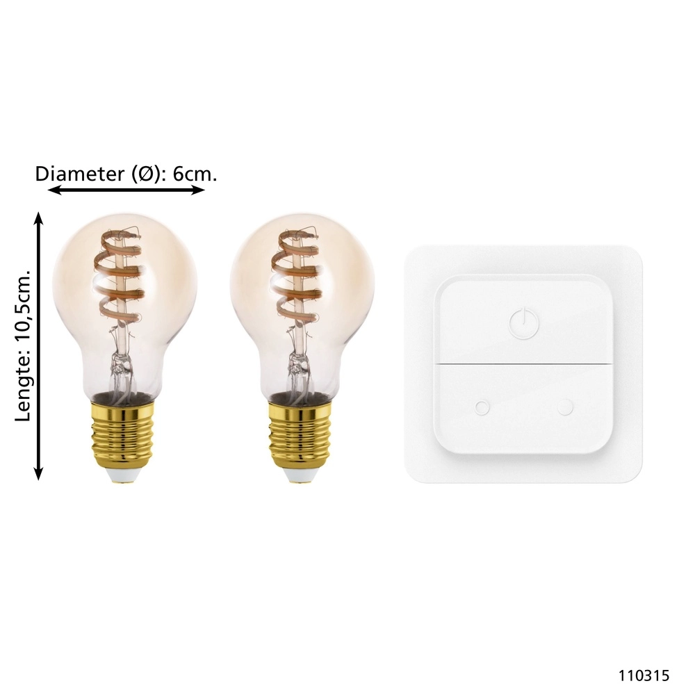 Set of 2 led Zigbee E27 4.9W - 360lm - 2700-6500K - A60 Eglo 9008606293889