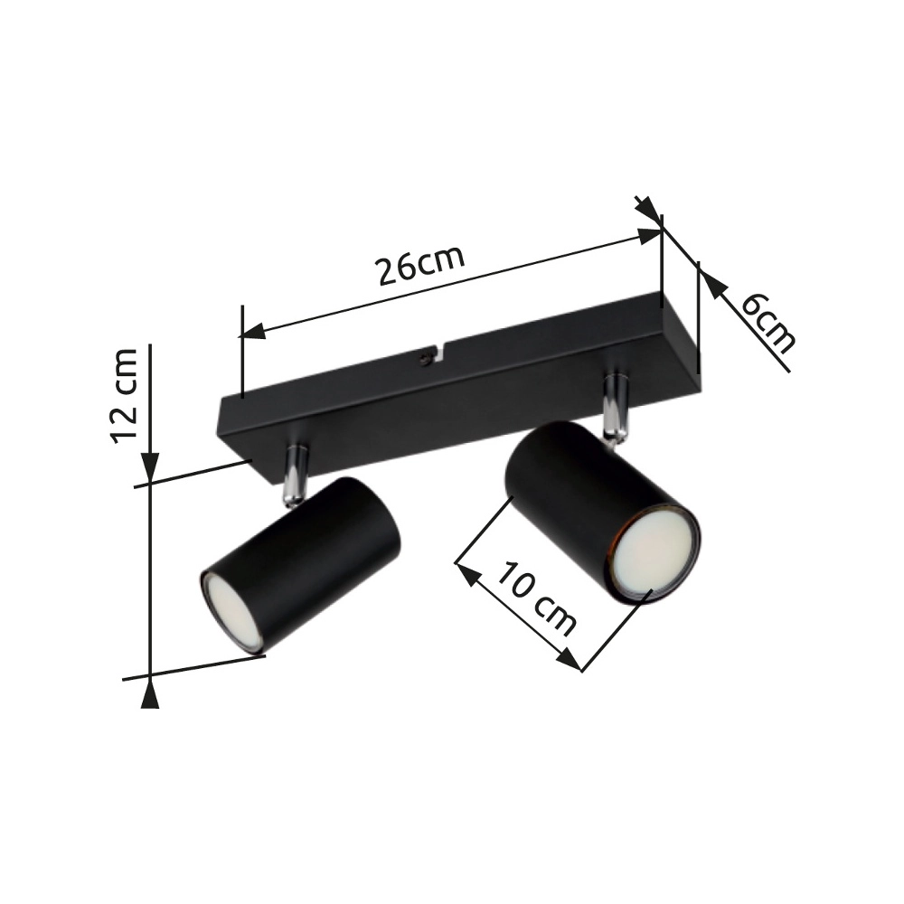 Ceiling lamp 2-lights Robby Black Globo 9007371442515