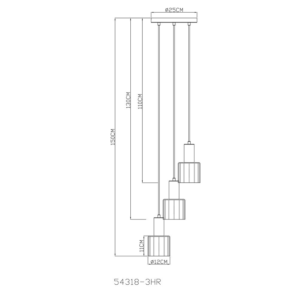 Pendant lamp Walton 3-light coffee brown Globo 9007371583188