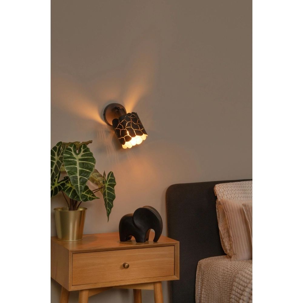 Wall lamp Almelo Black with gold inside Lucide 5411212211866