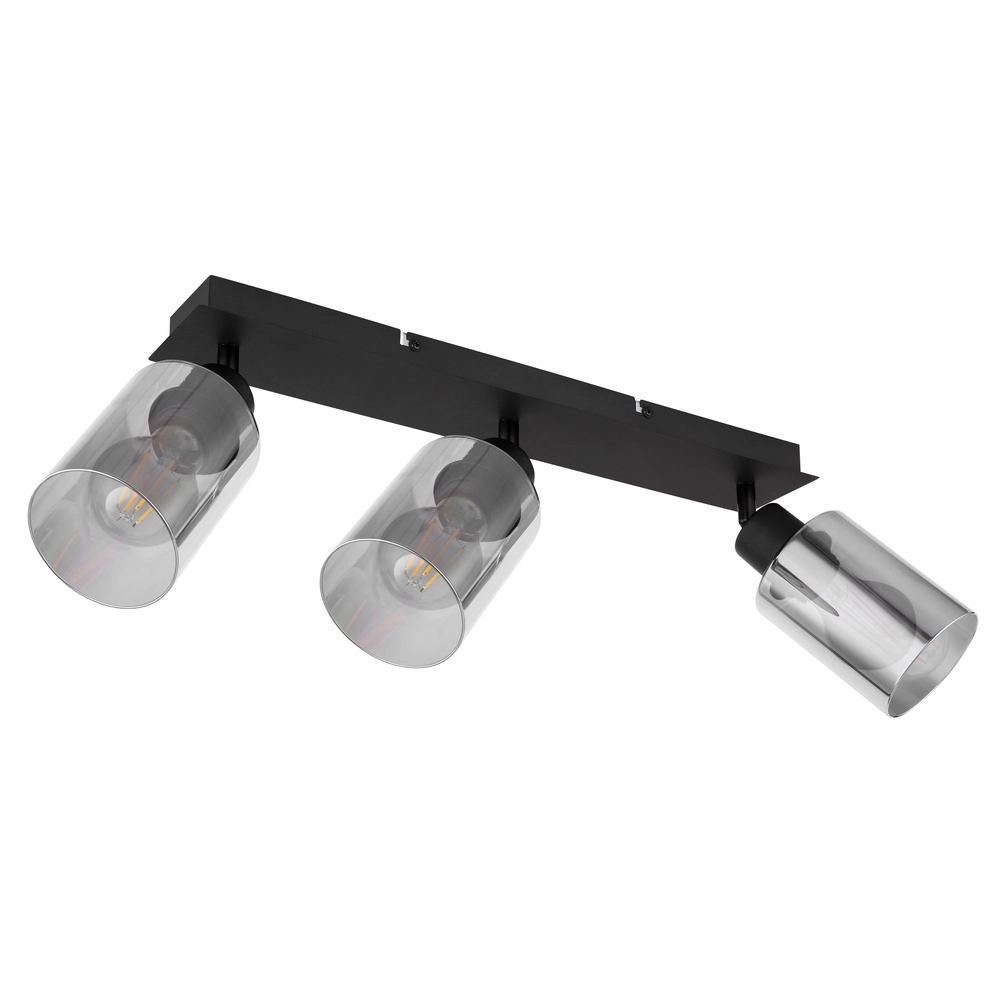 Ceiling lamp Hadera 3-light black with smoke glass Globo 9007371443215