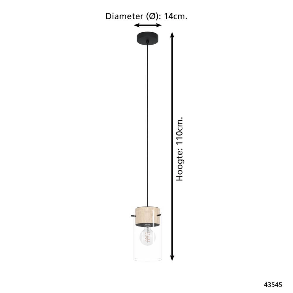 Glass hanging lamp Madreselva 14cm Eglo 9002759435455