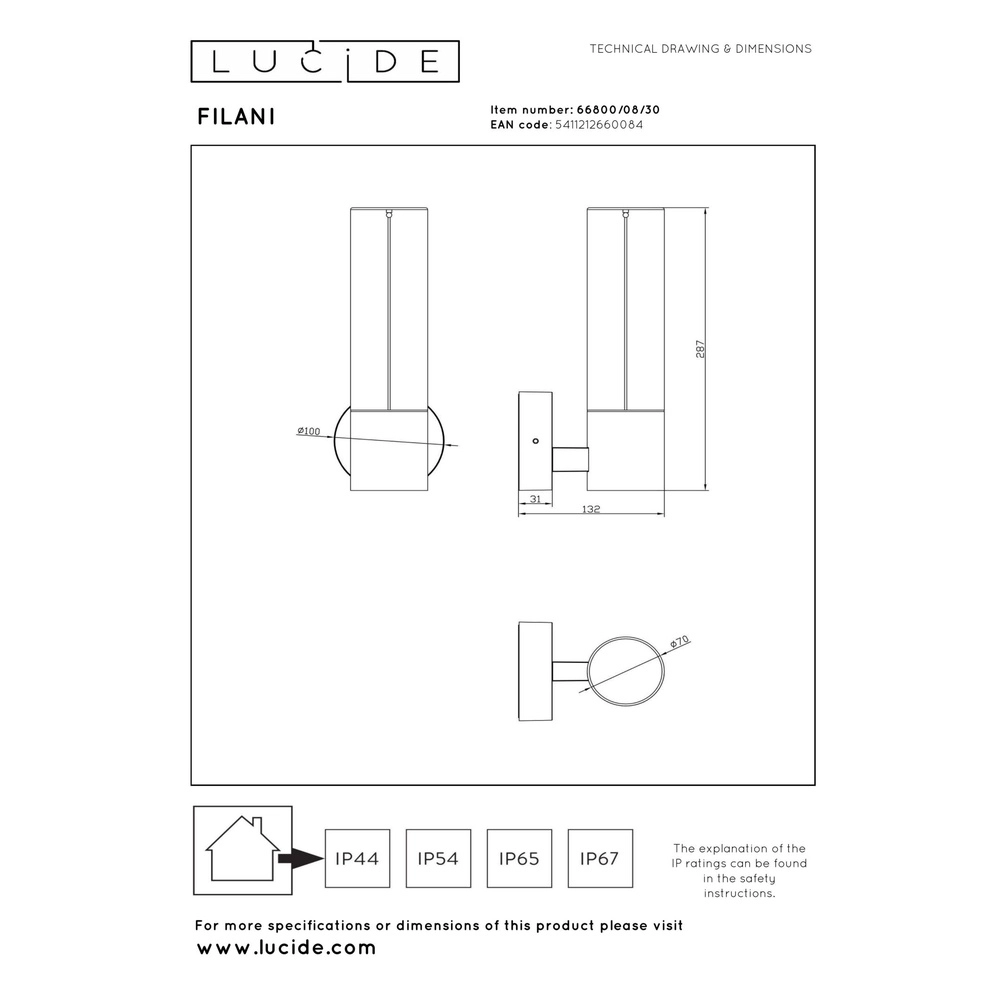 Unique wall lamp Filani Design black Lucide 5411212660084