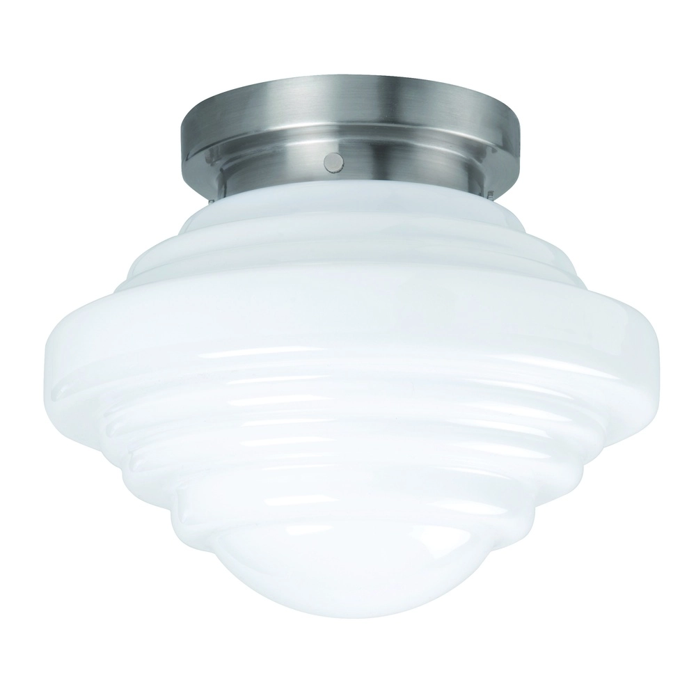 Nickel ceiling lamp York with white glass Ø 30cm