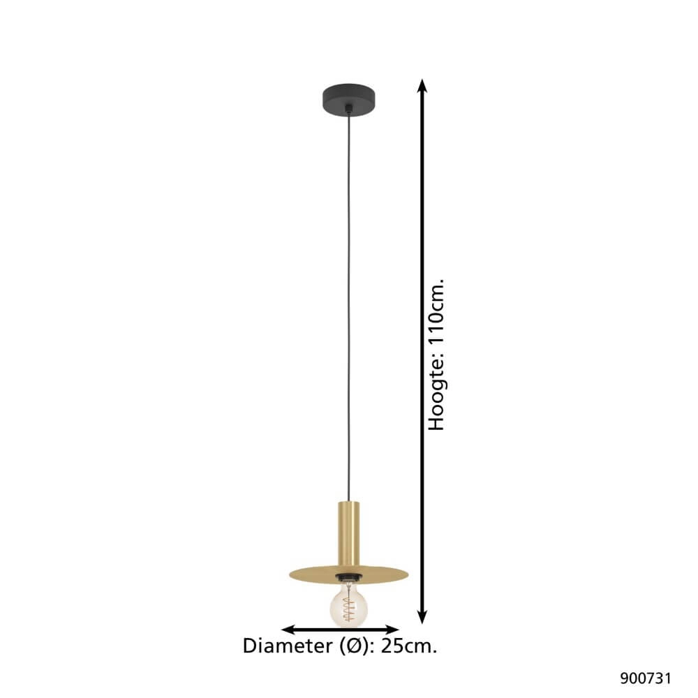 Golden pendant lamp Escandell Ø 25cm Eglo 9008606273874