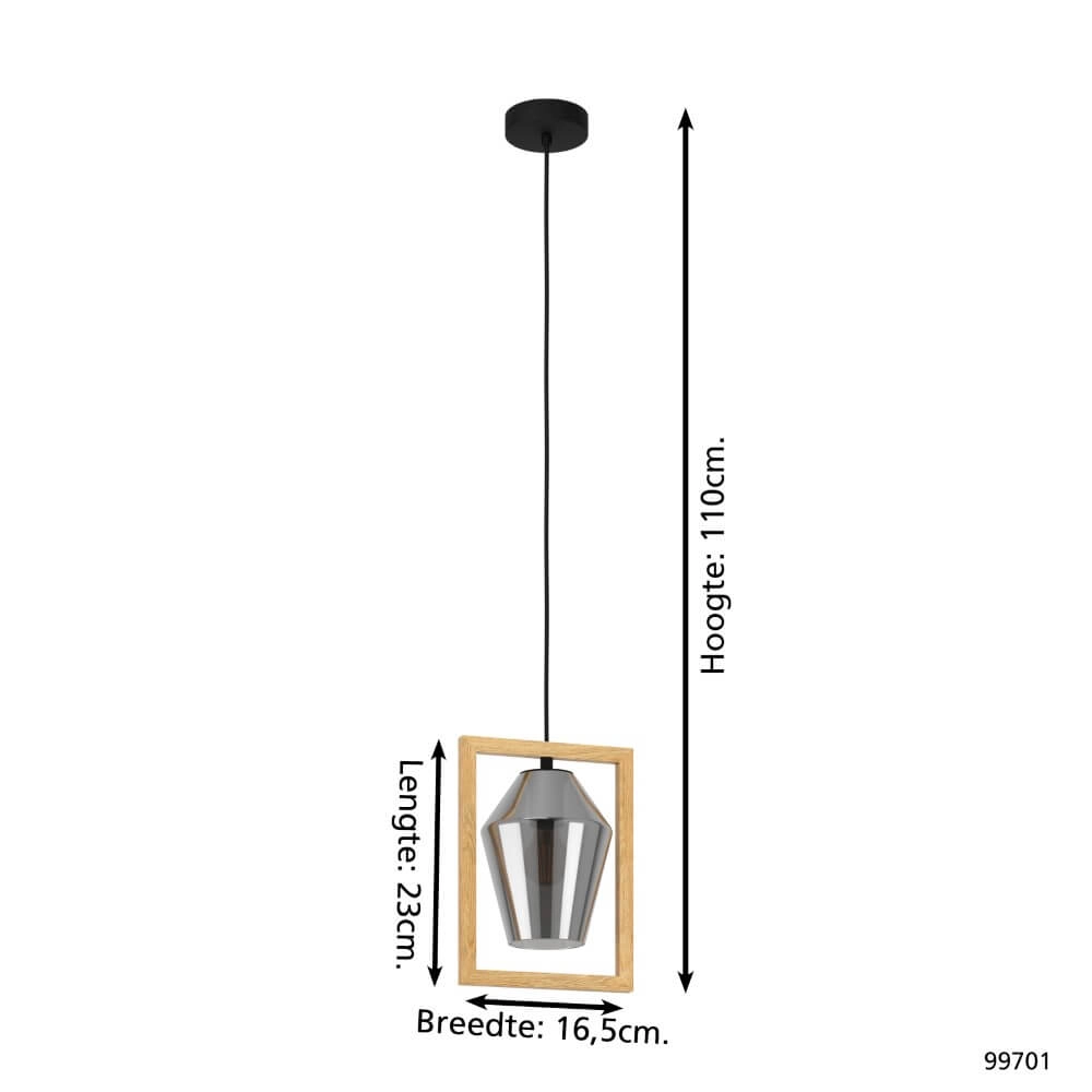 Wooden hanging lamp Viglioni Eglo 9002759997014