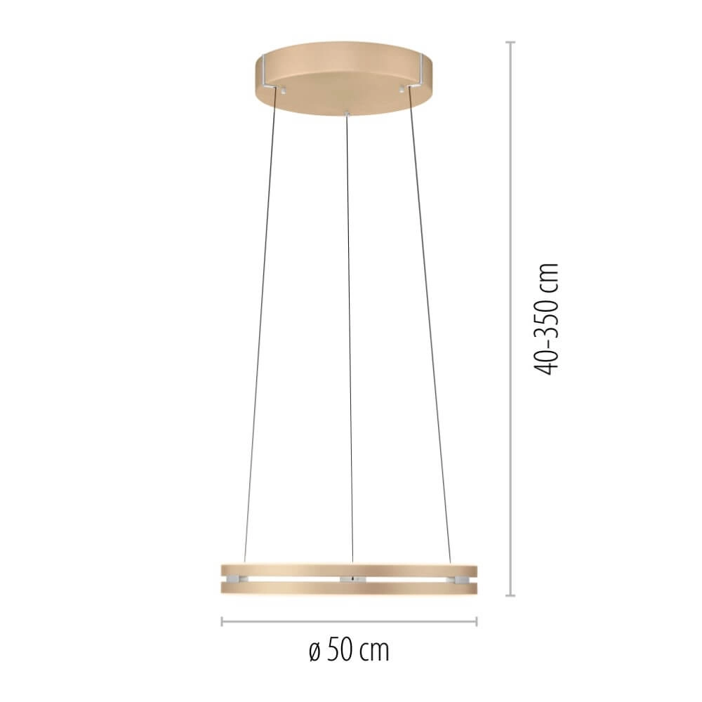 Sleek hanging lamp Pure E-Loop brass Paul Neuhaus 4012248372265