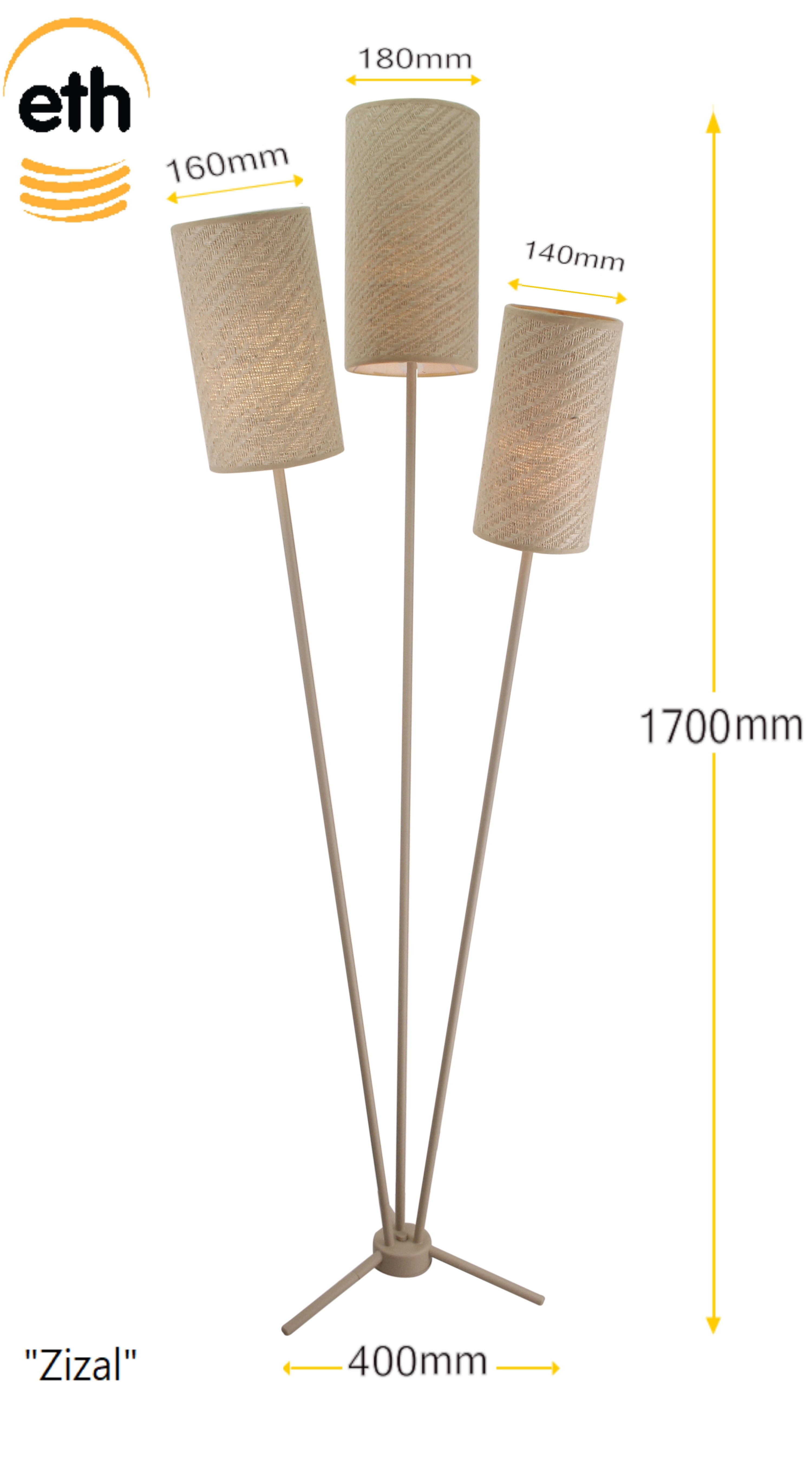 Fabric floor lamp Zizal ETH 8720195312659