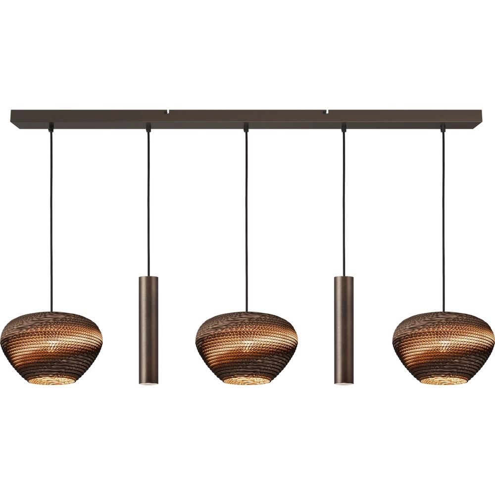 5-light pendant lamp Cartone with Think Paper hood
