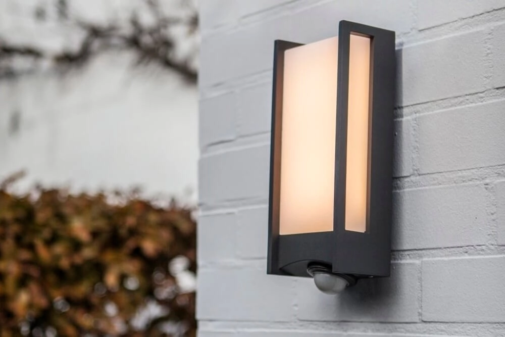 Anthracite wall lamp Qubo with sensor Lutec 6939412048307