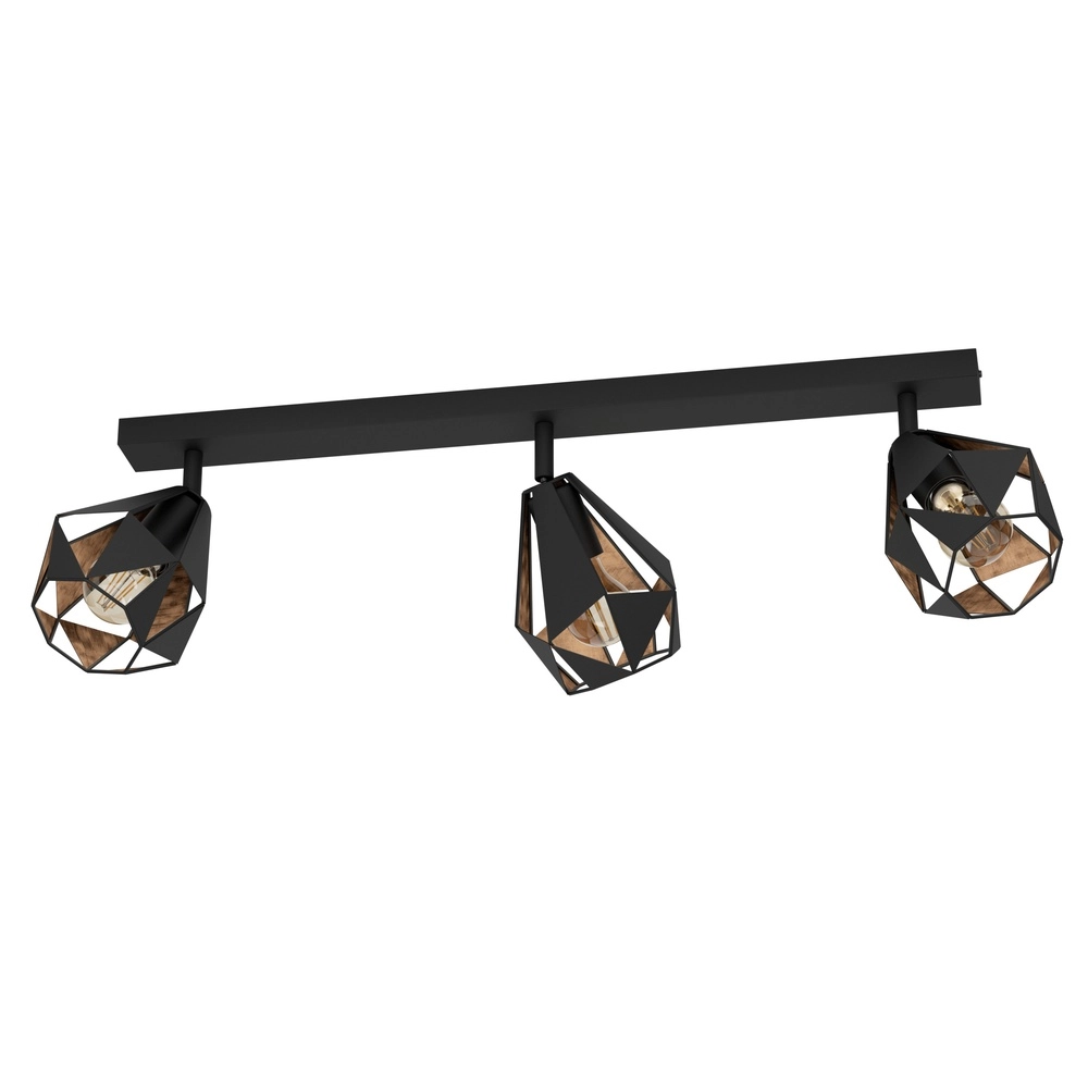 Black ceiling lamp Carlton 7 3L - with copper