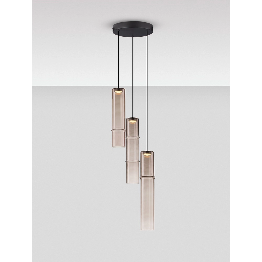 Unique pendant lamp Sano 3-light smoke glass Lyora 5212017474032